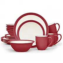 Jogo de Jantar Noritake Colorwave Raspberry Curve 16 Peças Vermelho, Cerâmica, Acabamento Brilhante Semi-Fosco, Para 4 Pessoas