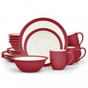 Jogo de Jantar Noritake Colorwave Raspberry Curve 16 Peças Vermelho, Cerâmica, Acabamento Brilhante Semi-Fosco, Para 4 Pessoas
