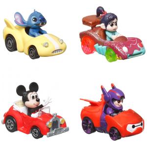 Conjunto de 4 Carros Racer Verse Disney Otimizados para Pista com Personagens Populares da Disney, Hot Wheels