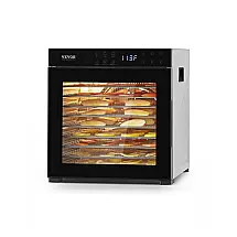 Desidratador de Alimentos VEVOR Prata 10 Bandejas Inox 1000W Timer 24h 120V
