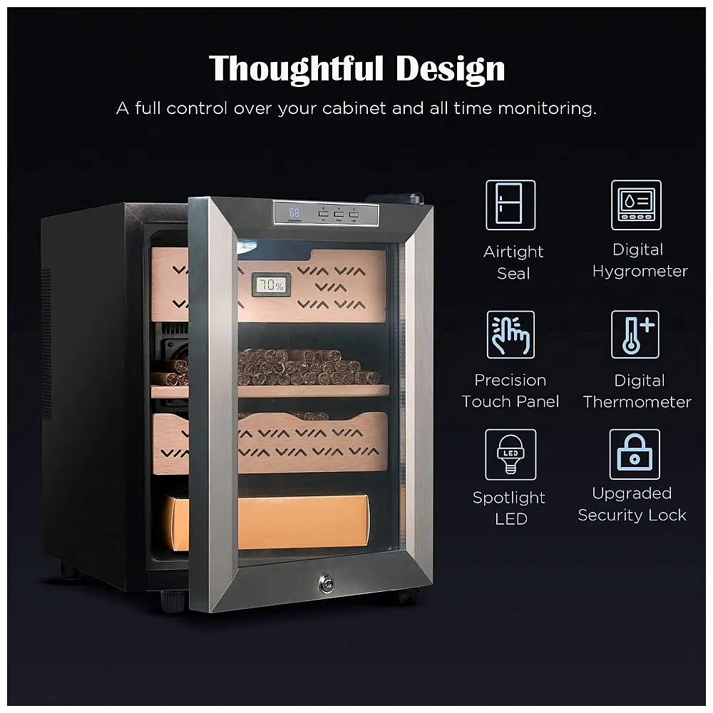 Umidificador de Charutos Elétrico Epress Preto 33L Controle Temperatura Sistema Termoelétrico 110V — foto 2
