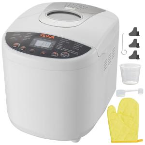 Panificadora 19 em 1 com Panela de Cerâmica Antiaderente, 3 Tamanhos de Pão, 3 Cores de Crosta e Capacidade de 900g, 650W, VEVOR, Branca