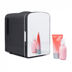 Mini Geladeira para Skincare 4 Litros com Espelho, 12V, 110V, CHEFMAN, Preta