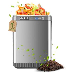 Composteira Elétrica de Cozinha 3,7L com Display LED, 2 Filtros de Carbono e Economia de Energia em 80%, 110V, KEEPEEZ FWD-501, Prata