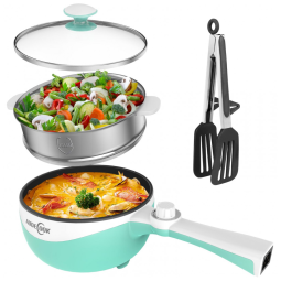 Panela Elétrica Mini Audecook Hot Pot - 1,7L, Frigideira Portátil Antiaderente, Potência Ajustável, Cozimento Rápido de Macarrão em Viagens
