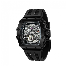 Relógio Masculino Analógico Automático Mecânico a Prova dÁgua 50M com Pulseira de Silicone, TSAR BOMBA TB 8208SGLZ, Preto