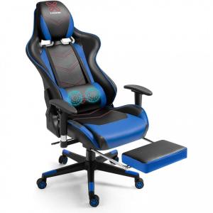 Cadeira Gamer Ergonômica Giratória com Suporte Lombar e Apoio de Cabeça, X VOLSPORT, Preto