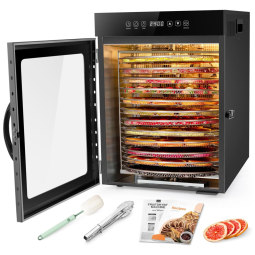 Desidratador Alimentos 12 Bandejas e Controle de Temperatura, Aço Inoxidável, 110v, KWASYO ST 06, Prateado