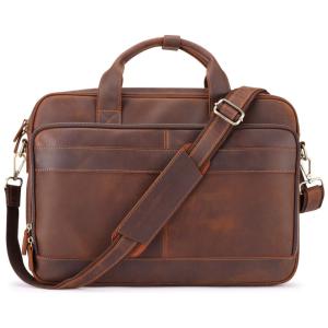 Bolsa, Maleta de Couro para Laptop MB005 9L, JACKCHRIS, Marrom
