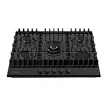 Cooktop a gás de embutir 76 cm Empava vidro temperado preto 5 queimadores Sabaf selados GN/GLP proteção chama 110V