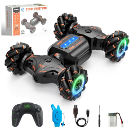 Carrinho de Controle Remoto e Sensor de Gestos com Acessórios e Luz para Crianças de 4 a 12 Anos, YDHZ, Preto e Verde