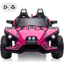 MAMIZO Carro, Carrinho Elétrico Infantil a Bateria 12V 2 Assentos com 3 Velocidades Luz LED e Suspensão de Mola, Rosa