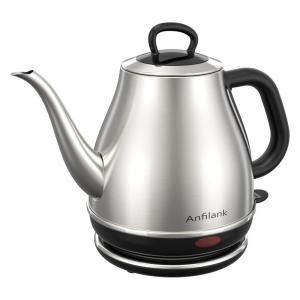 Chaleira Elétrica Anfilank 1L em Aço Inoxidável com Desligamento Automático e Proteção Contra Fervura, 110V 1500W, Prata