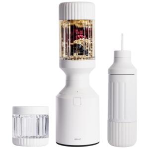 Liquidificador para Vitaminas 1L com Garrafa de Aço Inoxidável e Canudos, 110V 1000W, BEAST, Branco