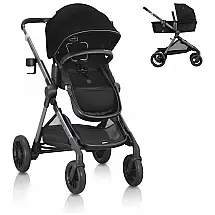 Carrinho Modular Evenflo Pivot Xpand Preto Duplo Configurações Ilimitadas