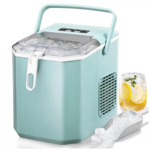 Máquina de Gelo até 11 kg em 24H Portátil com Alça e Colher, 110V, RWFLAME, Verde