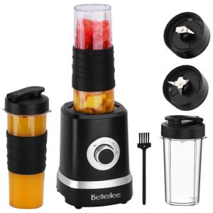 Liquidificador para Vitaminas 520mL com 2 Velocidades e 3 Copos, 110V 500W, Betterlee, Preto