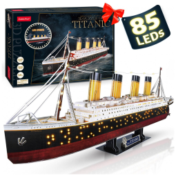 Quebra Cabeças 3D Titanic com 85 Leds para Crianças e Adultos, 266 Peças, CUBICFUN L521h, Preto