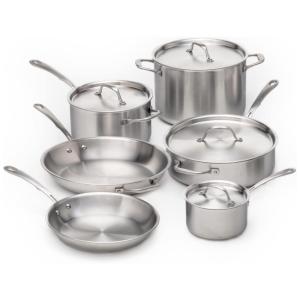 Conjunto de Panelas Antiaderente com 5 Camadas de Aço Inoxidável, 6 Peças, KITCHARA 5 Ply Stainless Steel, Prateado