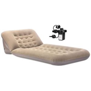 Colchão Inflável Solteiro com Bomba Embutida e Encosto, Para até 150KG, VUIAIUEIA, Marrom