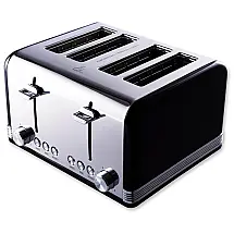 Torradeira Elétrica de 4 Fatias com 6 Níveis de Tostagem e Função Bagel, 110v, GOHYO, Preto