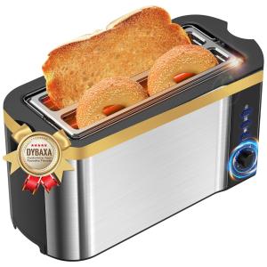 Torradeira Elétrica 4 Fatias com 6 Níveis de Tostagem e Bandeja Removível, 1300W, 110v, DYBAXA Toaster 4 Slice, Prateado