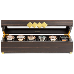 Caixa, Estojo de Madeira para Relógios com 6 Compartimentos, Glenor Co, Marrom