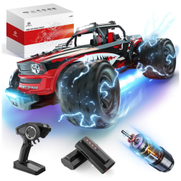 Carro de Controle Remoto Off-Road, Escala 1:14 com Velocidade de 40 km/h, 2 Indicadores do Nível de Bateria e Luzes LED, DEERC DE1213