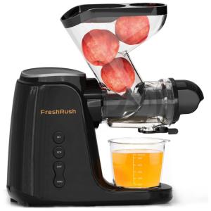 Centrifuga de Frutas com Calha de Alimentação Dupla Grande de 9 cm e 3 Modos de Mastigação, 110V 200W, FreshRush, Preta