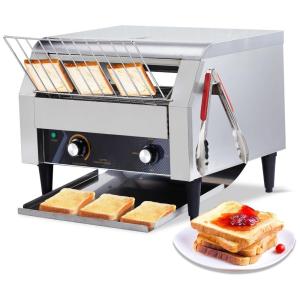 Torradeira de Esteira Comercial ROVSUN, 450 Fatias/Hora, Forno de Pão em Aço Inoxidável com Dois Modos de Saída, 110V 1700W
