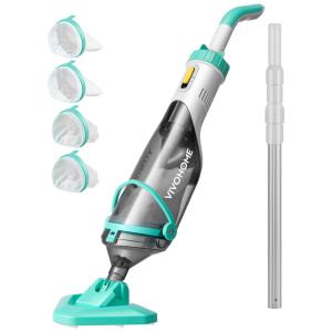 Aspirador de Piscina sem Fio, Recarregável com Autonomia da Bateria de 1H e Sucção Poderosa , 110V, VIVOHOME, Azul