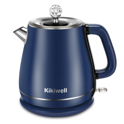 Chaleira Elétrica Kikiwell 1.8L em Aço Inoxidável com Desligamento Automático e Proteção Contra Fervura, 110V 1200W, Azul