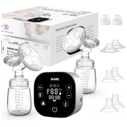 Bomba Tira Leite Elétrica com 6 Modos, 150 Níveis e Tela LED Digital, 2Un, IKARE, Transparente