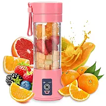 Liquidificador Portátil em Aço Inoxidável com Carregamento USB, Rosa