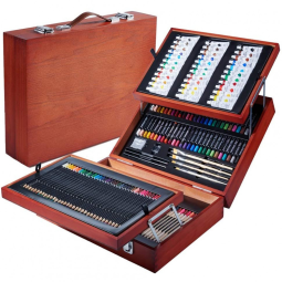 Lápis de Cor Profissional Maleta de Madeira Vigorfun 168Pcs Aquarela, Tinta