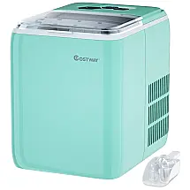 Máquina de Gelo, Portátil, Autolimpante, Produz 20kg, Dia 12 Cubos, 8min, 110v, COSTWAY, Verde claro