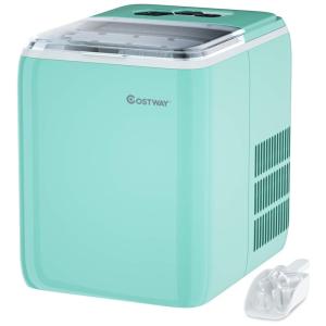 Máquina de Gelo, Portátil, Autolimpante, Produz 20kg, Dia 12 Cubos, 8min, 110v, COSTWAY, Verde claro