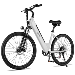 Bicicleta Elétrica Urbana Step-Thru Qlife Cityone, Bateria 36V Removível, Rodas 66 cm, Suspensão Frontal, 7 Velocidades, Quadro Aço Carbono
