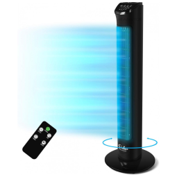Ventilador de torre oscilante elétrico Simple Deluxe 32 com controle remoto para ambientes internos, quartos e escritórios domésticos, preto