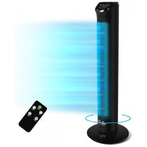 Ventilador de torre oscilante elétrico Simple Deluxe 32 com controle remoto para ambientes internos, quartos e escritórios domésticos, preto