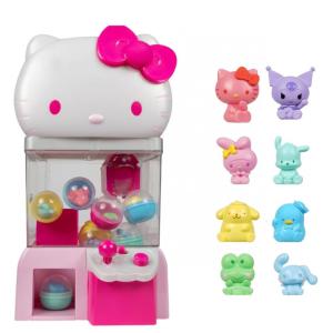 Máquina de Garra Hello Kitty Jazwares Rosa e Branca 12” com 8 Mini Figuras Colecionáveis – Produto Oficial Sanrio
