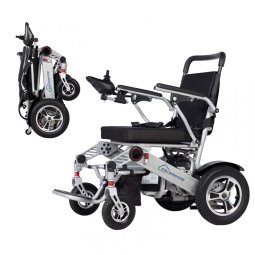 Cadeira de Rodas Elétrica Dobrável Adulto Encarefor Prata com Assento 50 cm e Motor 2×250 W Modelo SS‑01Jr 24V