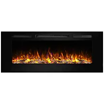 Lareira Elétrica de Embutir A50x127L com Controle Remoto e Conjunto de Toras, Cristal, 1500W, 110v, PURAFLAME EF173B, Preto