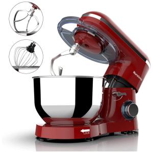 Batedeira Com Tigela Aço Inoxidável 6L 6 Velocidades 660W, 110v, NURXIOVO SM 1518, Vermelho