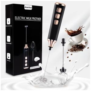 Espumador de Leite Elétrico com Bateria Recarregável e 3 Velocidades, JEARILUU L3, Preto