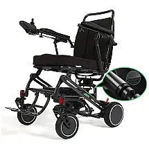 Cadeira de Rodas Elétrica Dobrável Reclinável com 2 Motores Fortes para Adultos, JBH, Preta