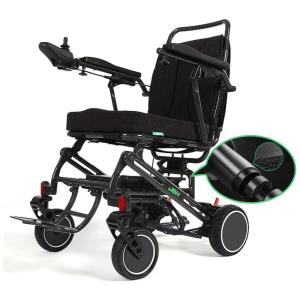 Cadeira de Rodas Elétrica Dobrável Reclinável com 2 Motores Fortes para Adultos, JBH, Preta