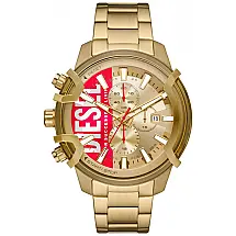 Relógio Masculino Analógico de Quartzo com Pulseira em Aço Inoxidável e Cronógrafo, Diesel DZ4595, Dourado e Vermelho