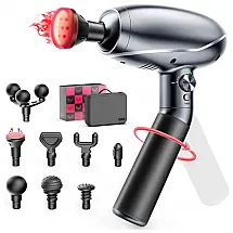 Sukitekie Massageador Pistola Elétrico Profissional Sem Fio 8 Acessórios, Preto