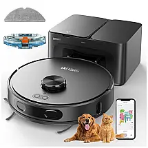 Robô Aspirador e Mop SHELIKI D60S MAX Cinza Auto Esvaziamento LiDAR 220min 6000Pa